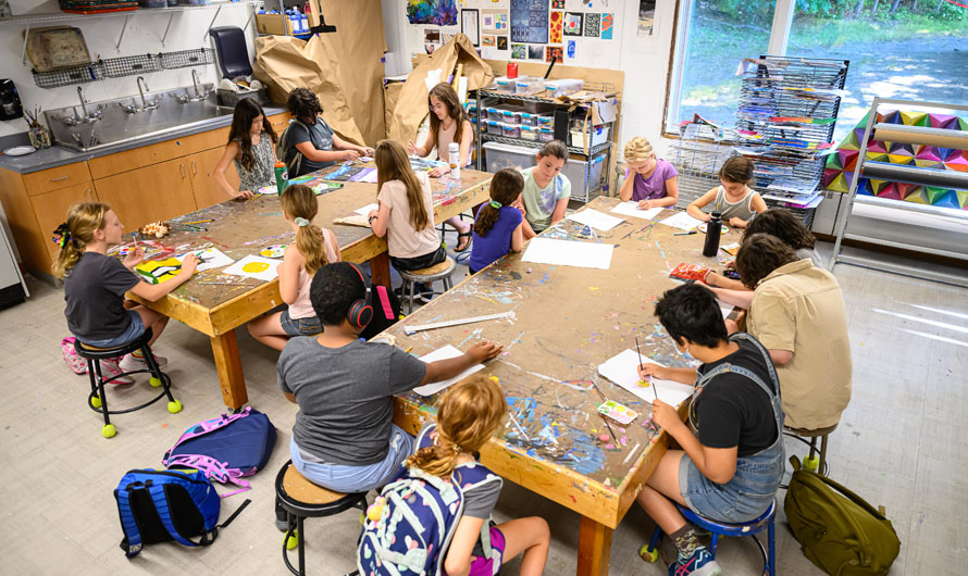 children sitting around a table