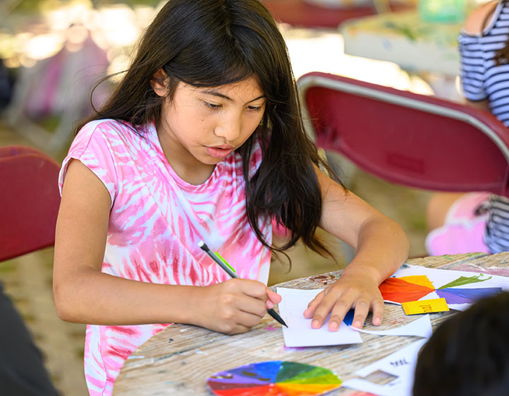 girl working on an art project