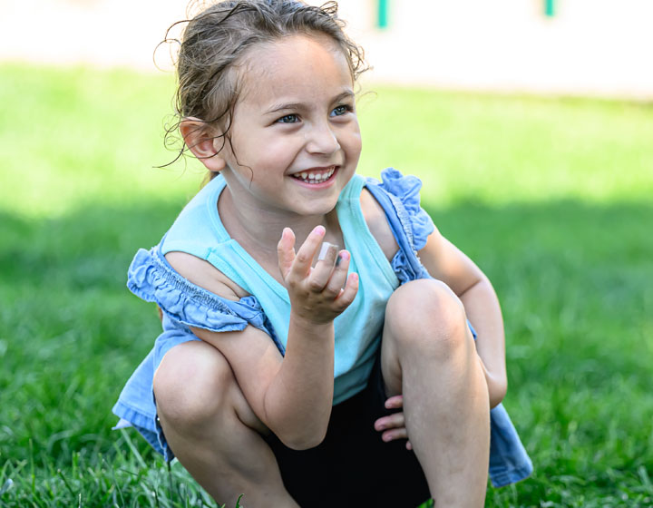 girl in blue shirt