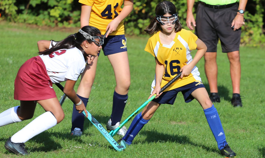 Children paying field hockey