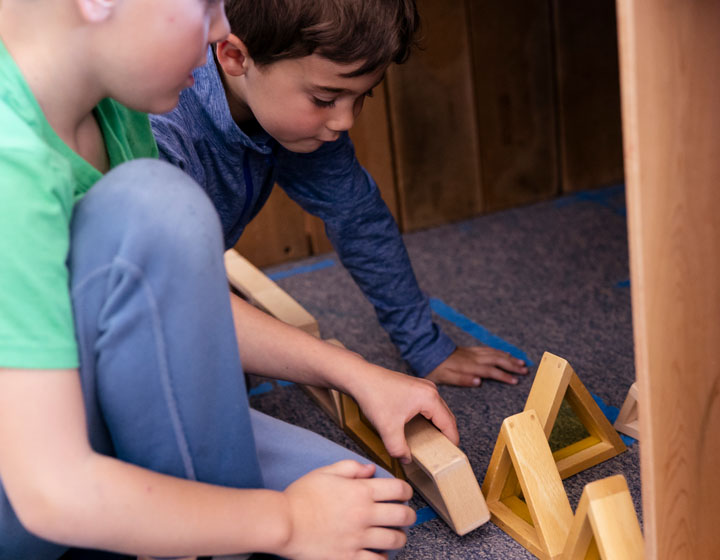 Boys playing with blocks