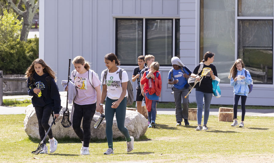 students walking on campus