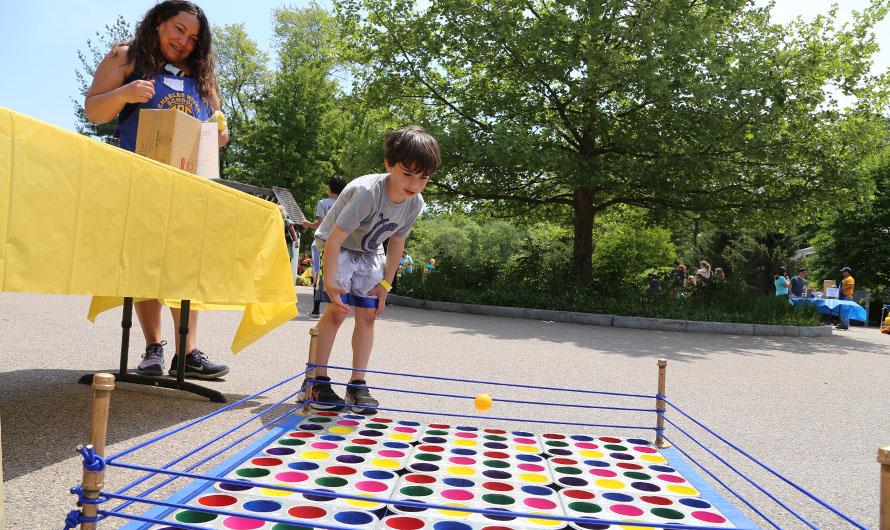 child playing games outside