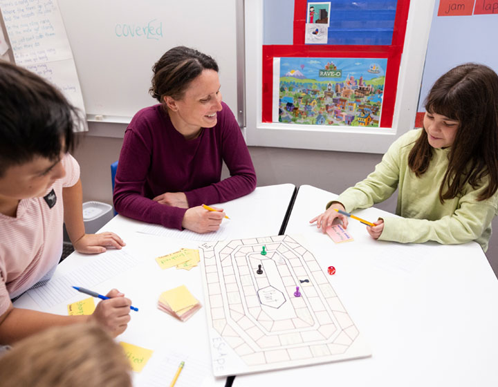 Teacher with students