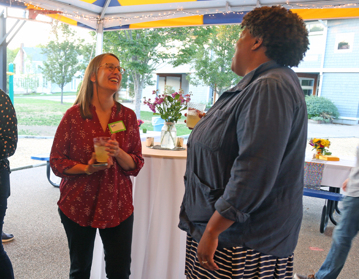 Two women laughing