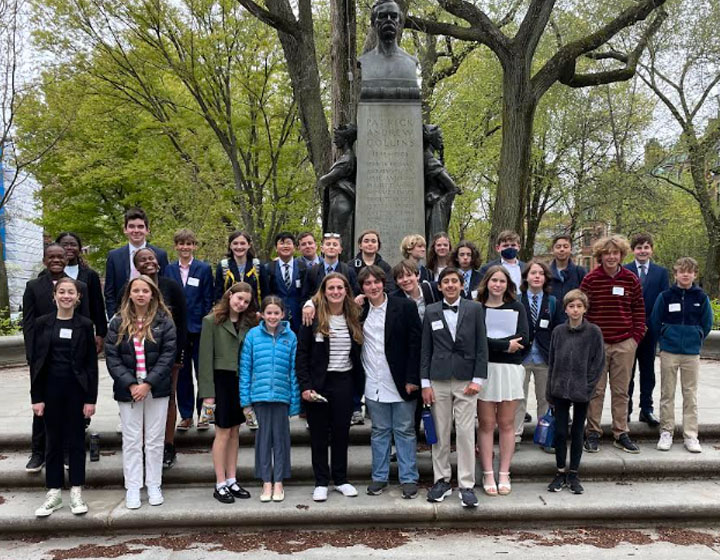 Group of students posing in Boston